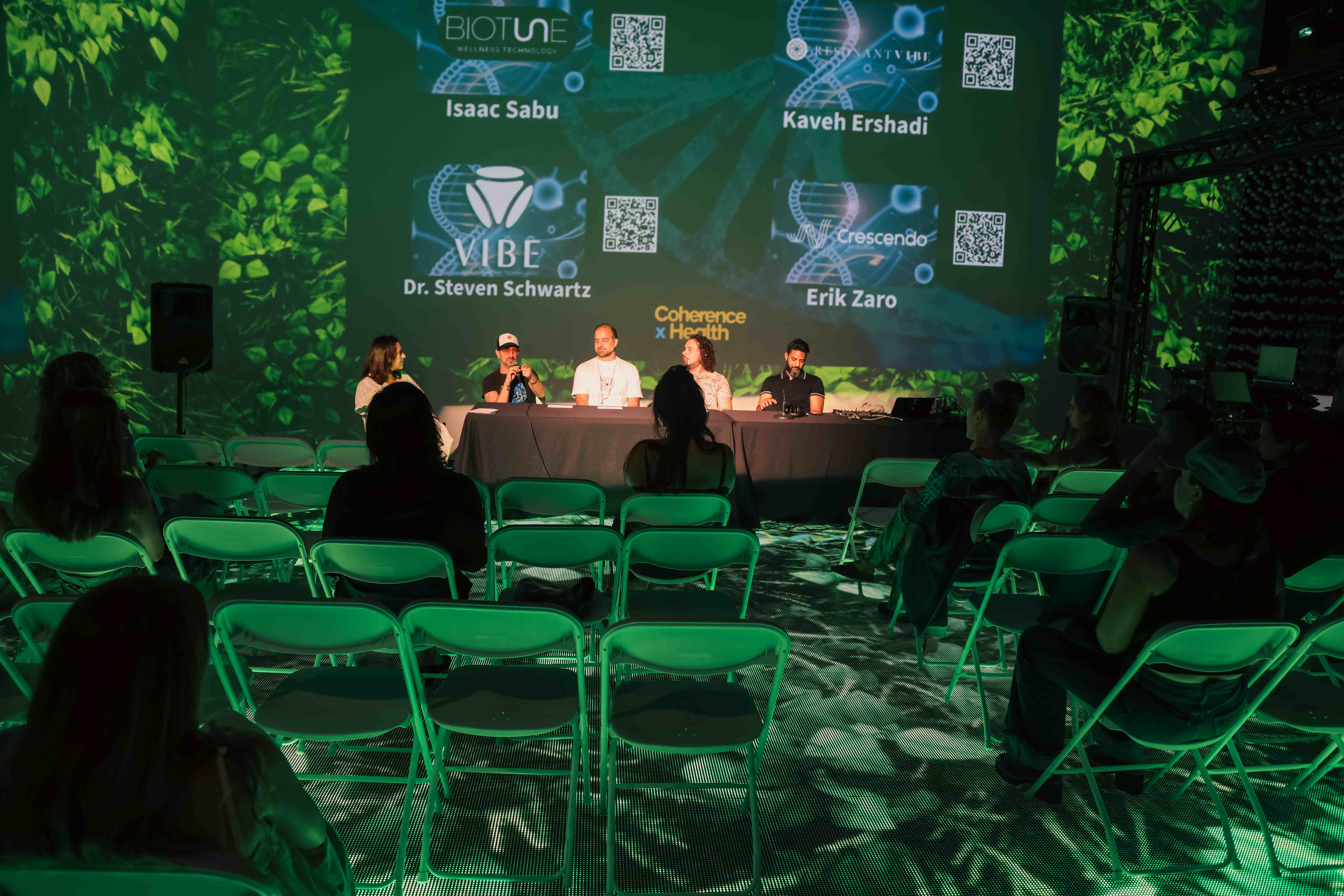 Community panel with nature-themed projections